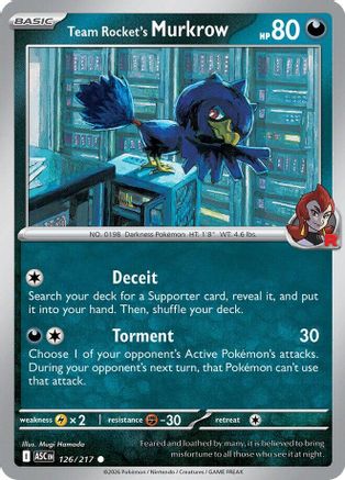 ME Ascended Heroes 126 Team Rocket's Murkrow - Reverse Holofoil - Common
