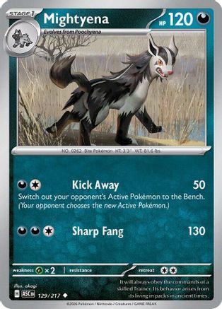 ME Ascended Heroes 129/217 Mightyena - Reverse Holofoil - Uncommon