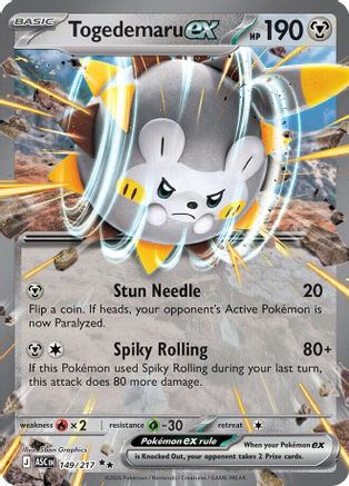 ME Ascended Heroes 149 Togedemaru ex - Holofoil - Double Rare