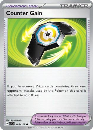 ME Ascended Heroes 186/217 Counter Gain - Reverse Holofoil - Common
