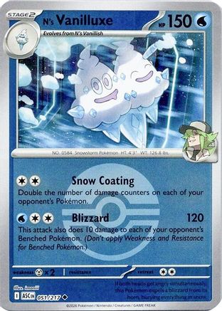 ME Ascended Heroes 051 N's Vanilluxe (Poke Ball) - Reverse Holofoil - Uncommon