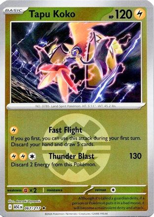 ME Ascended Heroes 067 Tapu Koko (Quick Ball) - Reverse Holofoil - Rare
