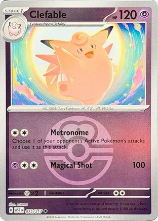 ME Ascended Heroes 075 Clefable (Love Ball) - Reverse Holofoil - Uncommon
