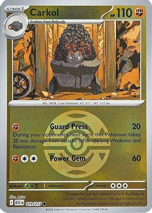 ME Ascended Heroes 119 Carkol (Dusk Ball) - Reverse Holofoil - Common