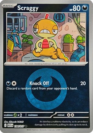 ME Ascended Heroes 134 Scraggy (Energy Symbol Pattern) - Reverse Holofoil - Common