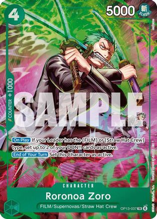 Adventure on Kamis Island OP13-037 Roronoa Zoro (OP13-037) (OP13-037) - Foil - Treasure Rare