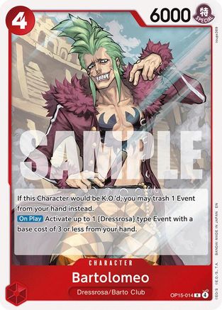 Adventure on Kamis Island OP15-014 Bartolomeo (OP15-014) - Foil - Rare
