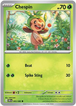 ME04 Chaos Rising 005/086 Chespin - Reverse Holofoil - Common