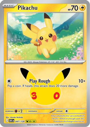 ME 30th Celebration 047/128 Pikachu - Holofoil - Pikachu Rare