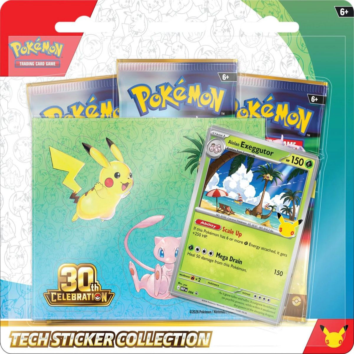 Pokemon TCG - 30th Celebrations - Alolan Exeggutor Tech Sticker Collection (3 Packs) (PREORDER)