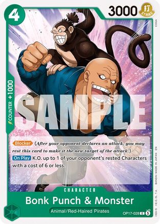 The Worlds Strongest Warriors OP17-028 Bonk Punch & Monster (OP17-028) - Common