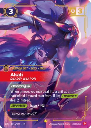 Vendetta (021a/166): Akali - Deadly Weapon (Alternate Art) - Foil