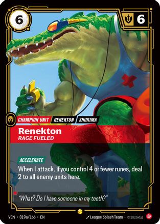 Vendetta (019a/166): Renekton - Rage Fueled (Alternate Art) - Foil