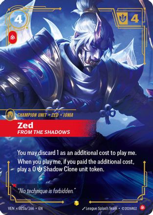 Vendetta (023a/166): Zed - From the Shadows (Alternate Art) - Foil