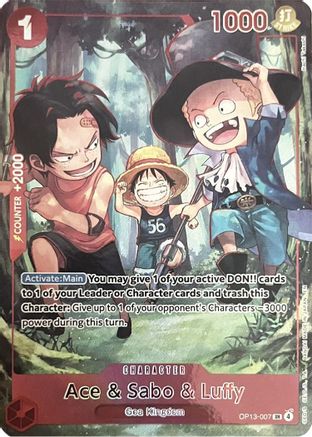 One Piece Promotion Cards OP13-007 Ace & Sabo & Luffy (English Version 3rd Anniversary Set) (OP13-007) - Foil - Super Rare