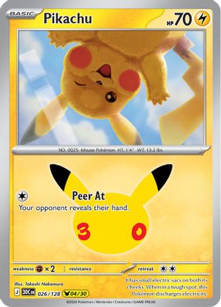 ME 30th Celebration 026/128 Pikachu - Holofoil - Pikachu Rare