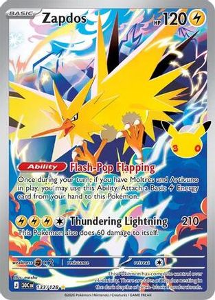 ME 30th Celebration 133/128 Zapdos - Holofoil - Illustration Rare