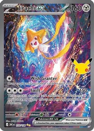 ME 30th Celebration 155/128 Jirachi ex - Holofoil - Special Illustration Rare