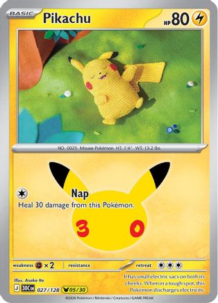ME 30th Celebration 027/128 Pikachu - Holofoil - Pikachu Rare
