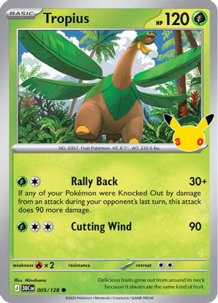 ME 30th Celebration 005/128 Tropius - Holofoil - Common