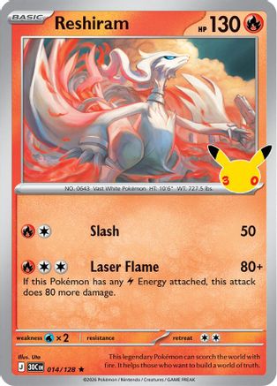 ME 30th Celebration 014/128 Reshiram - Holofoil - Rare