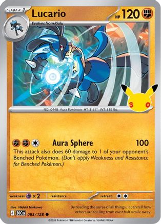ME 30th Celebration 083/128 Lucario - Holofoil - Common