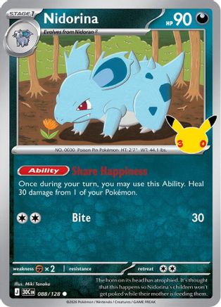 ME 30th Celebration 088/128 Nidorina - Holofoil - Common