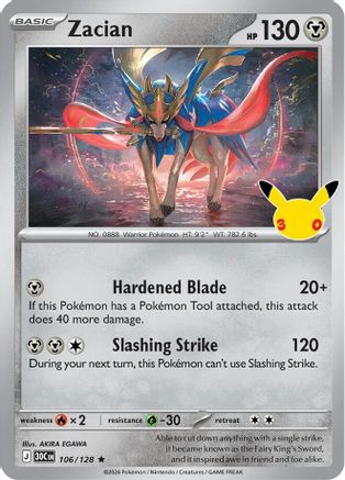 ME 30th Celebration 106/128 Zacian - Holofoil - Rare