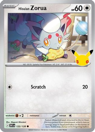 ME 30th Celebration 122/128 Hisuian Zorua - Holofoil - Common