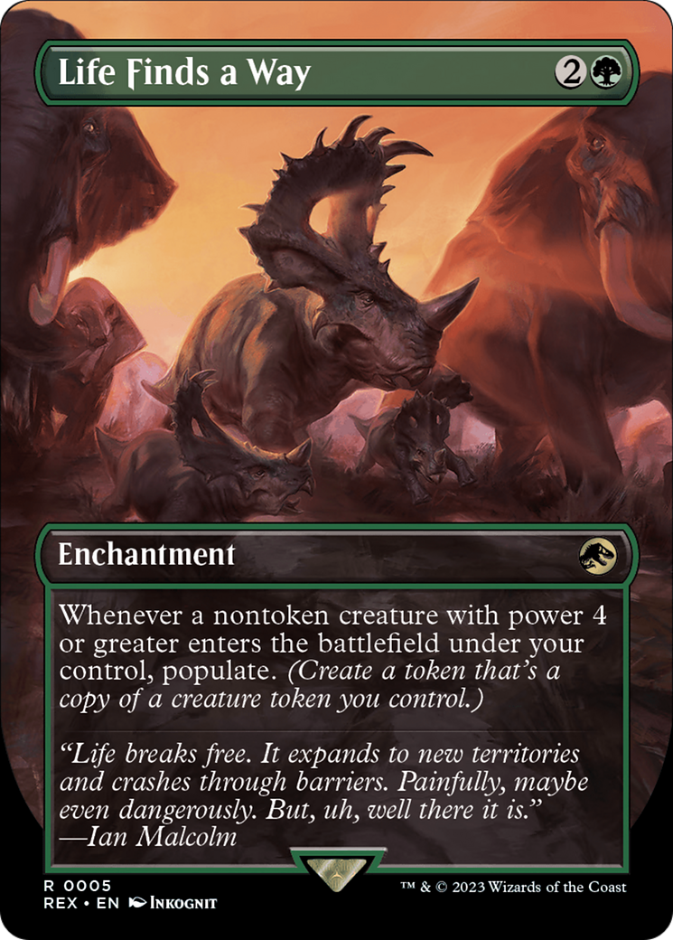 Jurassic World Collection - (REX-005) - Life Finds a Way (Borderless) Foil