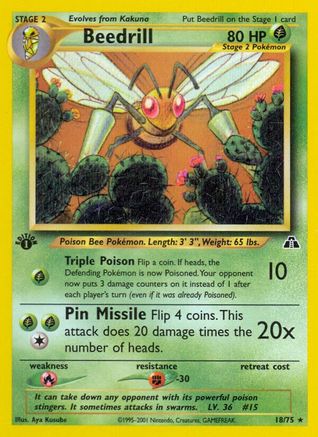 Neo Discovery 018/75 Beedrill - 1st Edition - Rare
