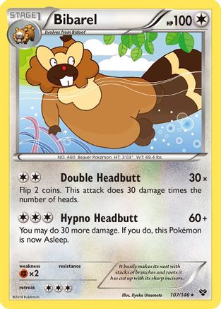 XY Base Set 107 Bibarel - Reverse Holofoil - Rare