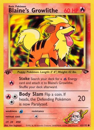 Gym Challenge 062/132 Blaine's Growlithe - Unlimited - Common