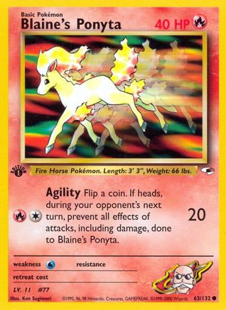 Gym Heroes 063/132 Blaine's Ponyta - 1st Edition - Common