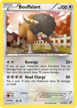 Black and White 091 Bouffalant (91) - Reverse Holofoil - Rare