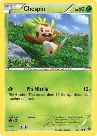 XY Base Set 012/146 Chespin - Reverse Holofoil - Common