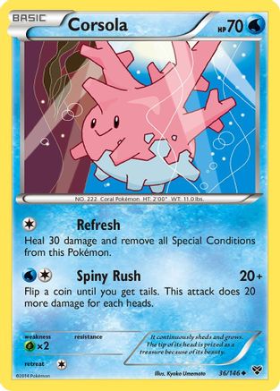 XY Base Set 036 Corsola - Reverse Holofoil - Uncommon