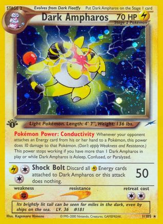 Neo Destiny 001 Dark Ampharos - Unlimited Holofoil - Holo Rare