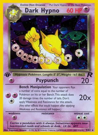 Team Rocket 009/82 Dark Hypno (9) - 1st Edition Holofoil - Holo Rare