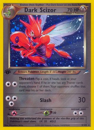 Neo Destiny 009 Dark Scizor - 1st Edition Holofoil - Holo Rare
