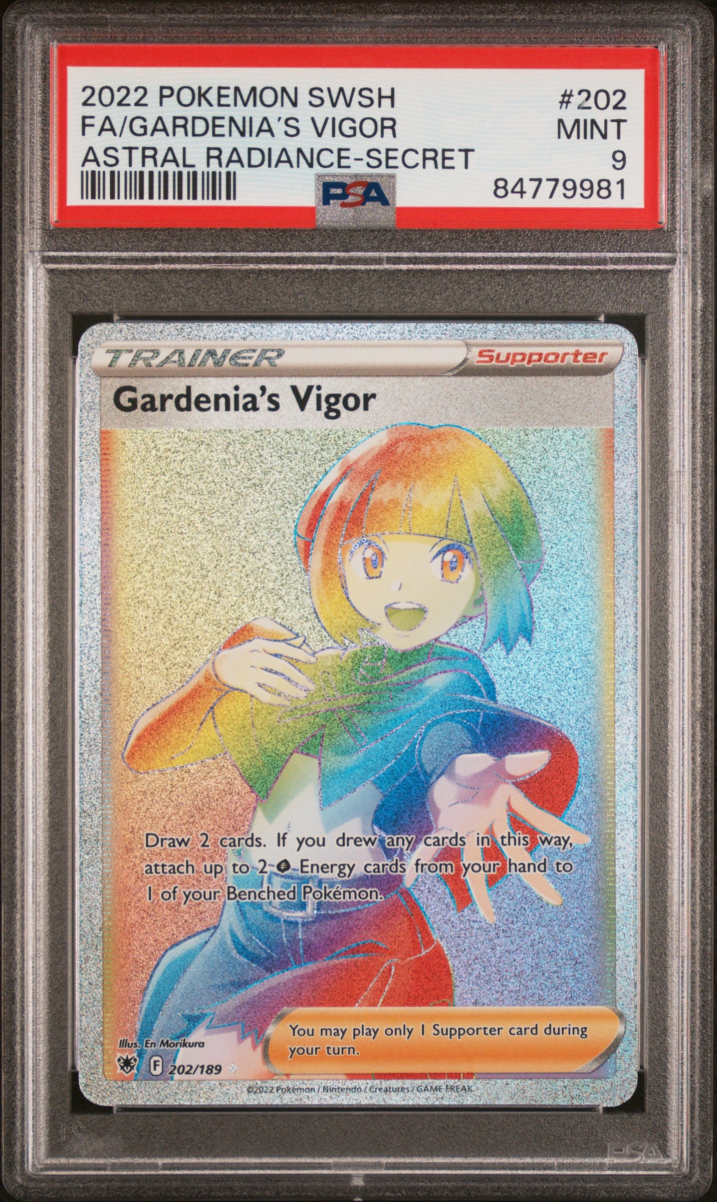 SWSH10 Astral Radiance 202/189 PSA9 #84779981 Gardenia's Vigor (Secret) - Holofoil - Secret Rare