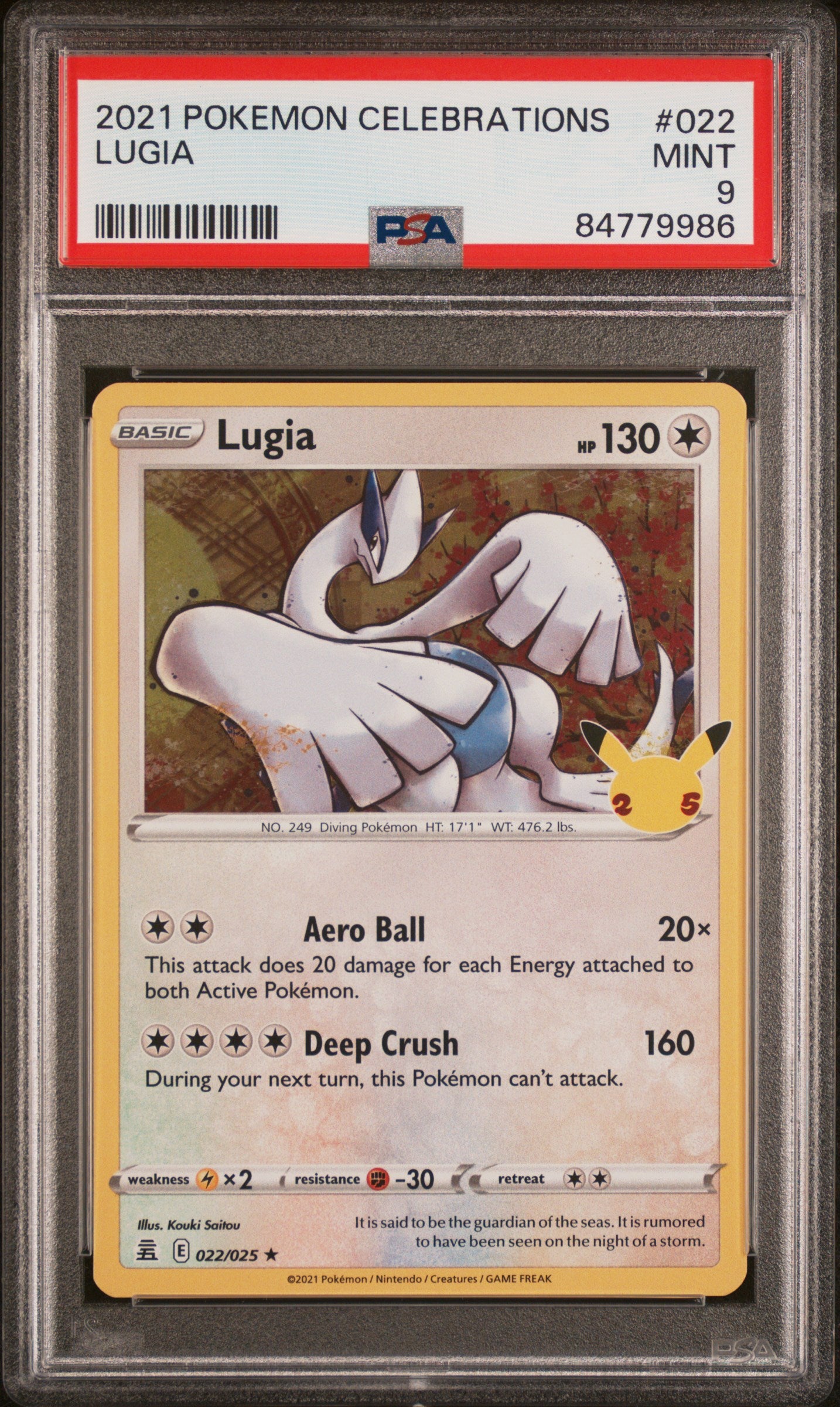Celebrations 022/025 PSA9 #84779986 Lugia - Holofoil - Holo Rare