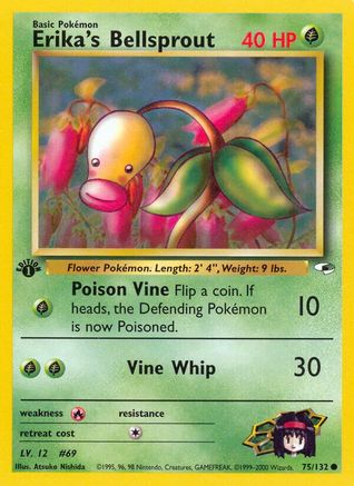 Gym Heroes 075/132 Erika's Bellsprout (75) - 1st Edition - Common
