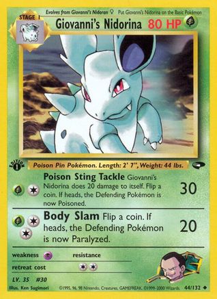Gym Challenge 044/132 Giovanni's Nidorina - 1st Edition - Uncommon