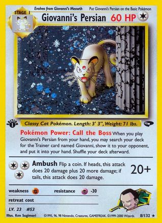 Gym Challenge 008/132 Giovanni's Persian - Unlimited Holofoil - Holo Rare