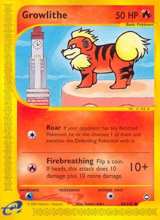 Aquapolis 080 Growlithe (80) - Reverse Holofoil - Common