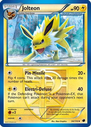 Plasma Freeze 034/116 Jolteon (Team Plasma) - Reverse Holofoil - Uncommon