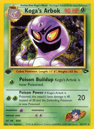 Gym Challenge 025/132 Koga's Arbok - Unlimited - Rare