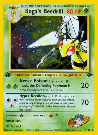 Gym Challenge 009/132 Koga's Beedrill - Unlimited Holofoil - Holo Rare