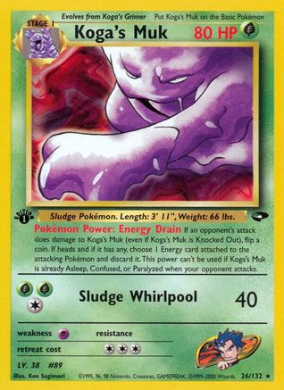 Gym Challenge 026/132 Koga's Muk - 1st Edition - Rare